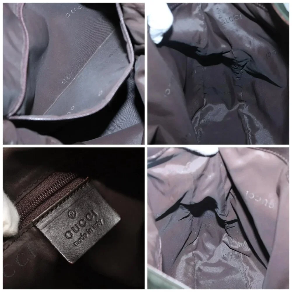 GUCCI Bamboo Hand Bag Nylon 2way Khaki Silver - Picture 15 of 16